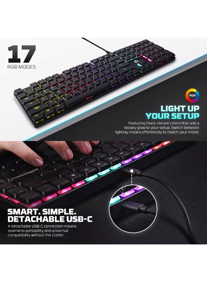 فانتيك لوحة مفاتيح الألعاب الميكانيكية ATOM AIR108 MK314 - مفاتيح حمراء منخفضة الارتفاع - إضاءة RGB بـ 17 وضعًا - أغطية مفاتيح إضافية - Image 4